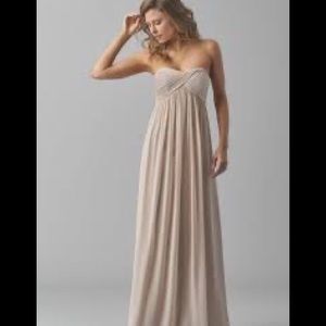 Watters Mackenzie Gown French Vanilla Crinkle Chiffon Maxi Cream Size 8